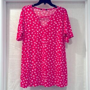 Pink/white XL top